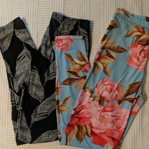 Agnes & Dora Feather Floral Leggings Navy Pink S/M
